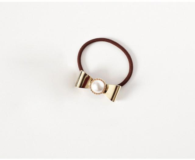 メタル リボン ビジュー ヘアゴム 