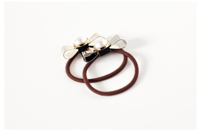 メタル リボン ビジュー ヘアゴム 