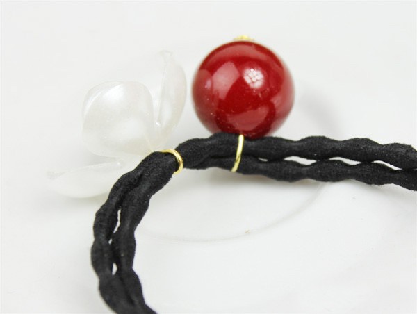 パールメタリックフラワー & パールビーズヘアゴム