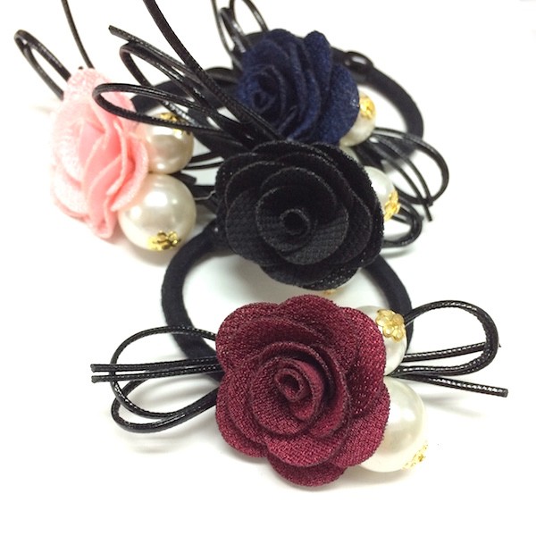 ローズパールリボンヘアゴム