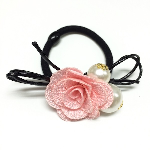 ローズパールリボンヘアゴム