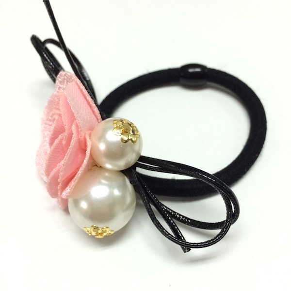 ローズパールリボンヘアゴム