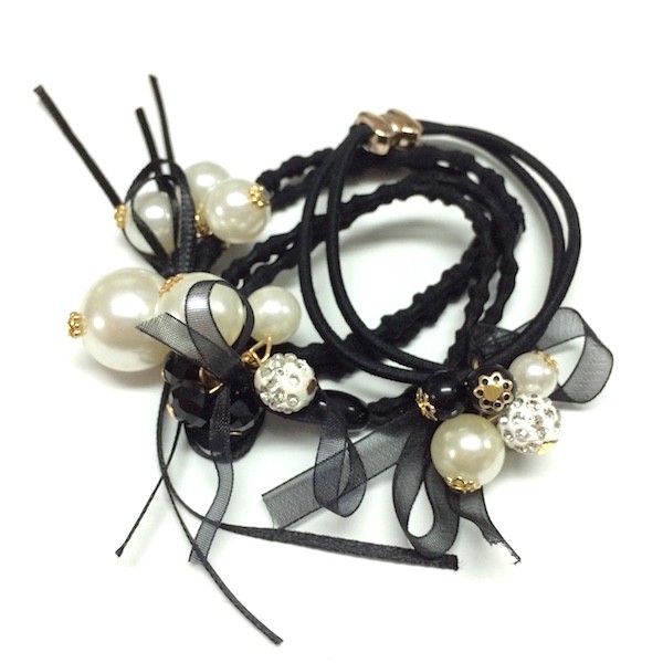 パール ビーズ ヘアゴム 