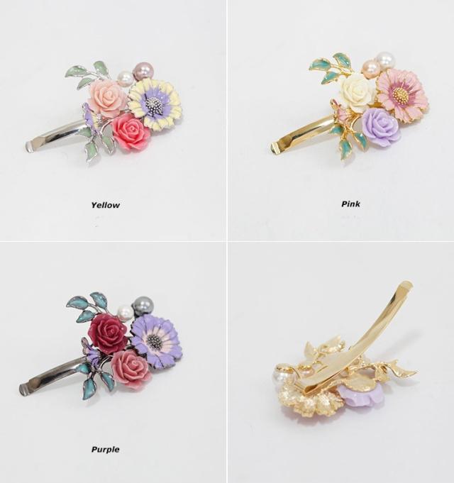 フラワーメタルヘアクリップ