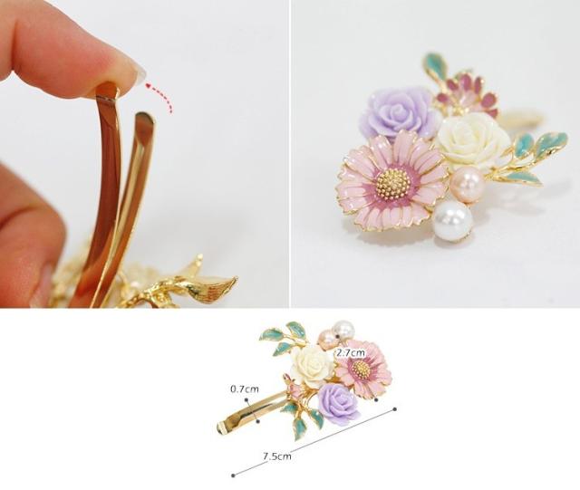 フラワーメタルヘアクリップ