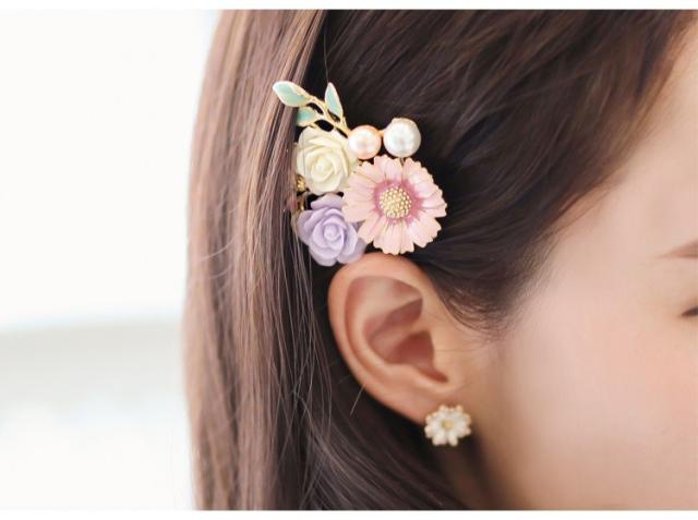 フラワーメタルヘアクリップ