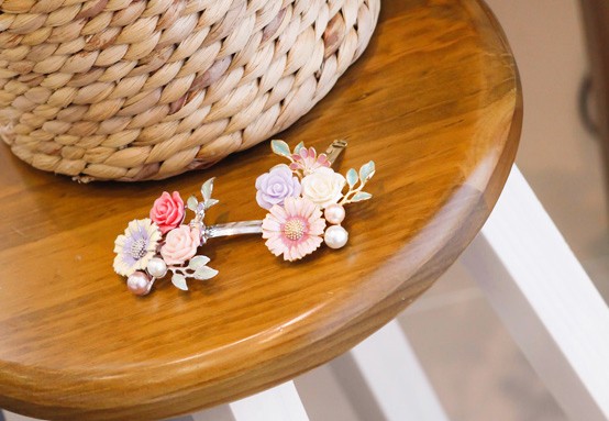 フラワーメタルヘアクリップ