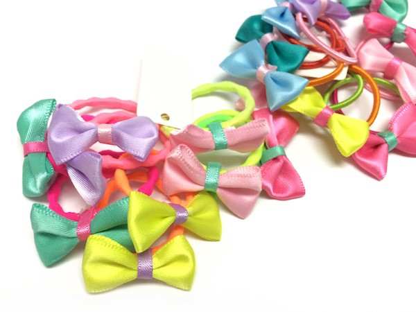 サテン リボン ヘアゴム 10Pset