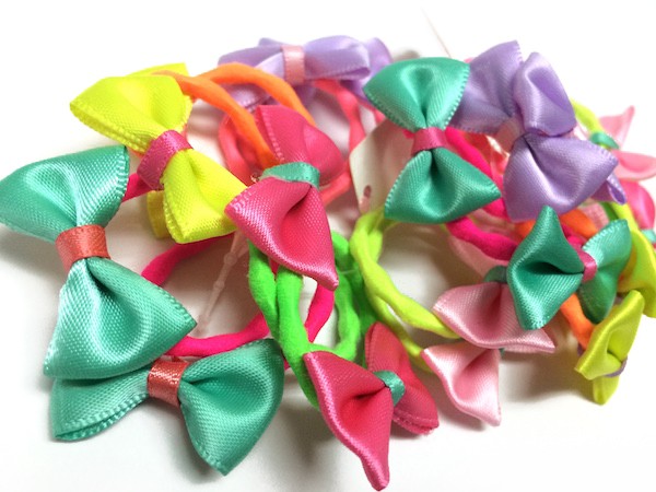 サテン リボン ヘアゴム 10Pset