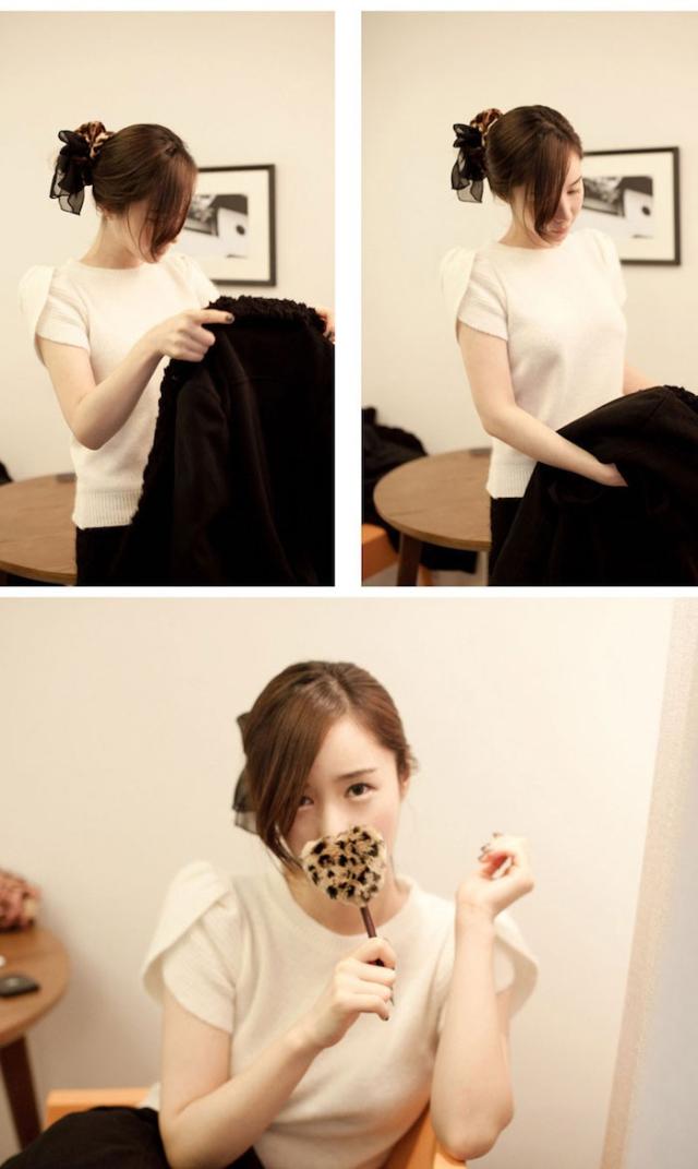 シフォンリボン付き レオパード2wayシュシュ