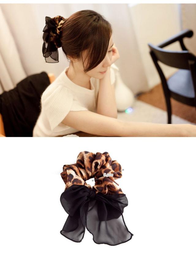 シフォンリボン付き レオパード2wayシュシュ