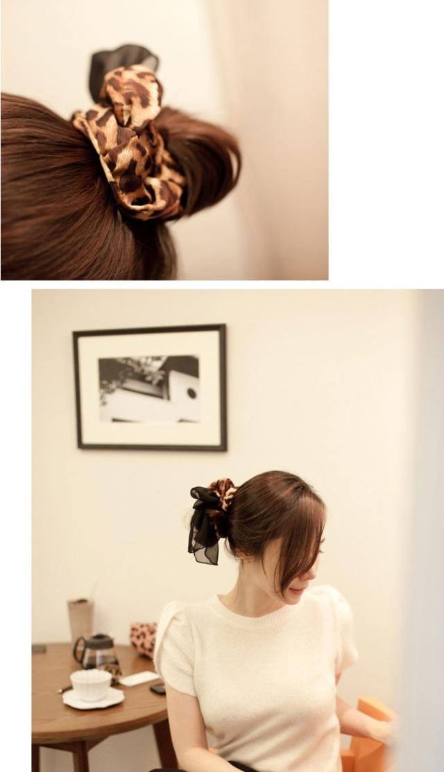 シフォンリボン付き レオパード2wayシュシュ