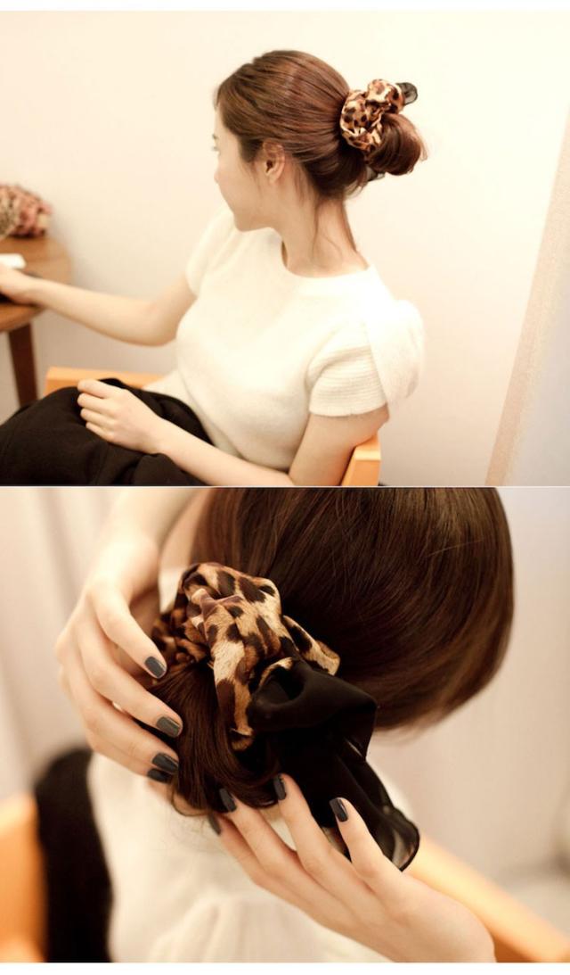 シフォンリボン付き レオパード2wayシュシュ