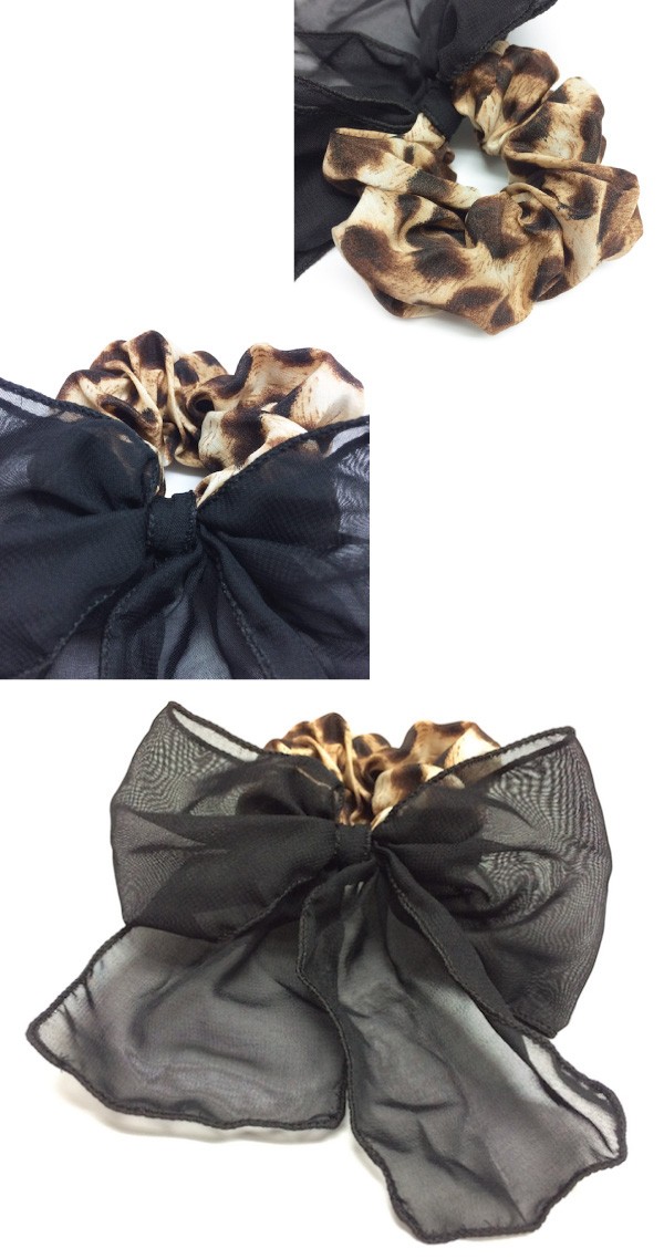 シフォンリボン付き レオパード2wayシュシュ