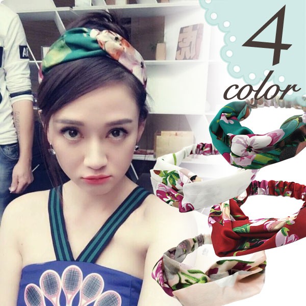 花柄 リゾート ヘアバンド