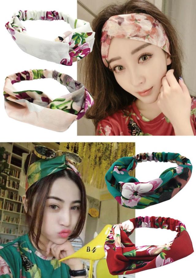 花柄 リゾート ヘアバンド