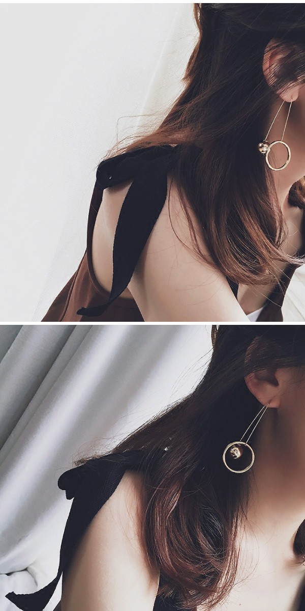 メタルリングとボールの2wayバックキャッチ ピアス