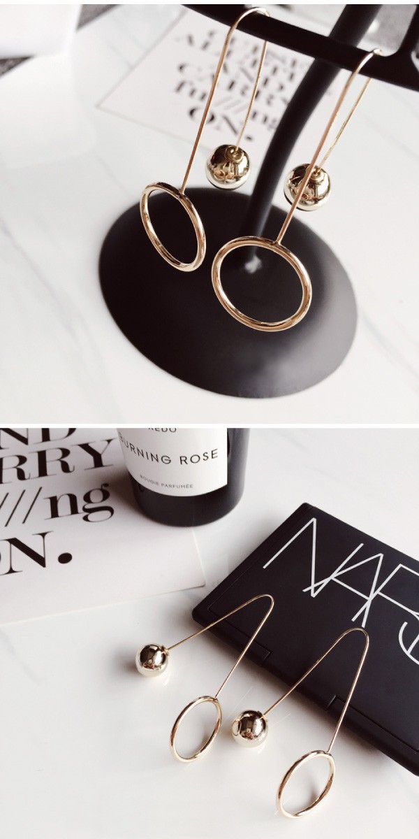 メタルリングとボールの2wayバックキャッチ ピアス