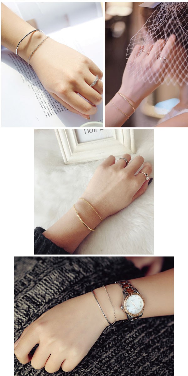 Silver 925 華奢見せ効果のシンプルブレスレット