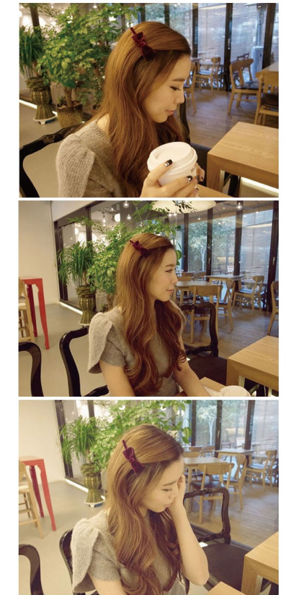 シンプルなベロアリボンの細身バレッタ