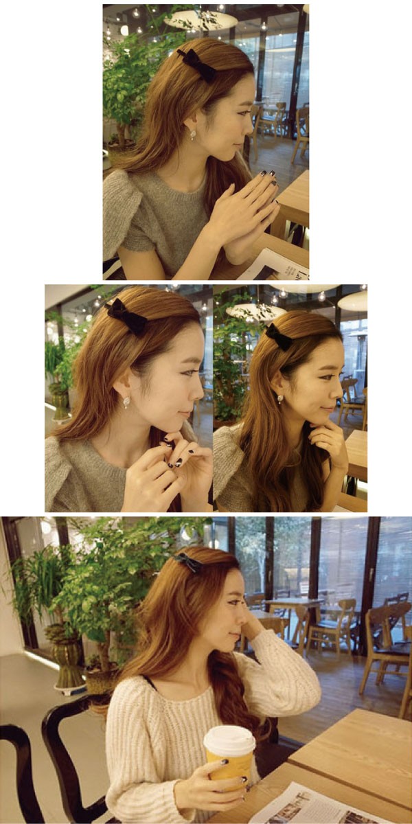 シンプルなベロアリボンの細身バレッタ