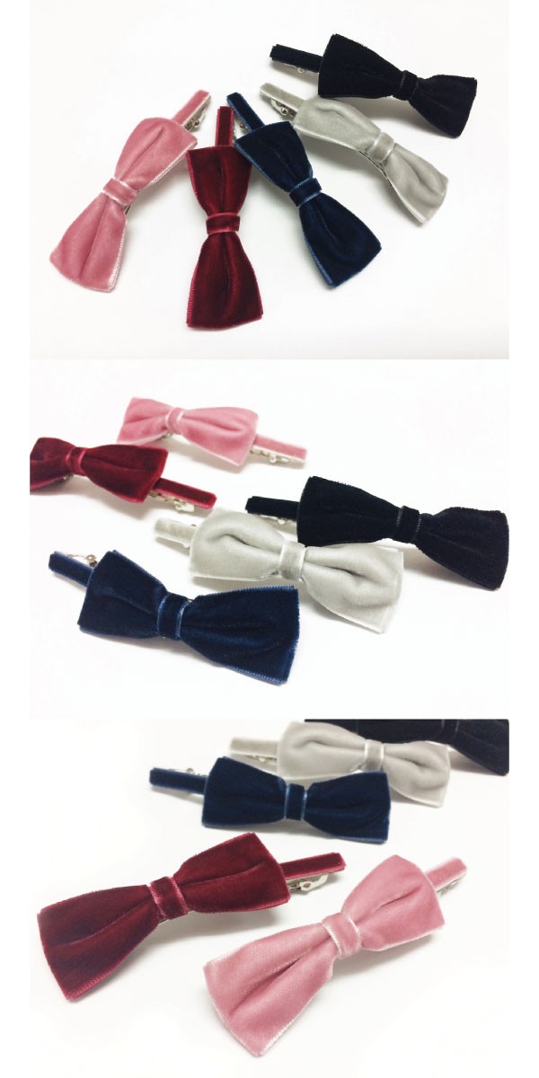 シンプルなベロアリボンの細身バレッタ