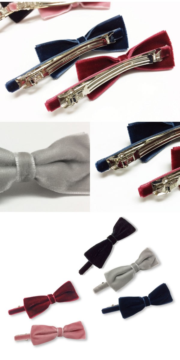 シンプルなベロアリボンの細身バレッタ