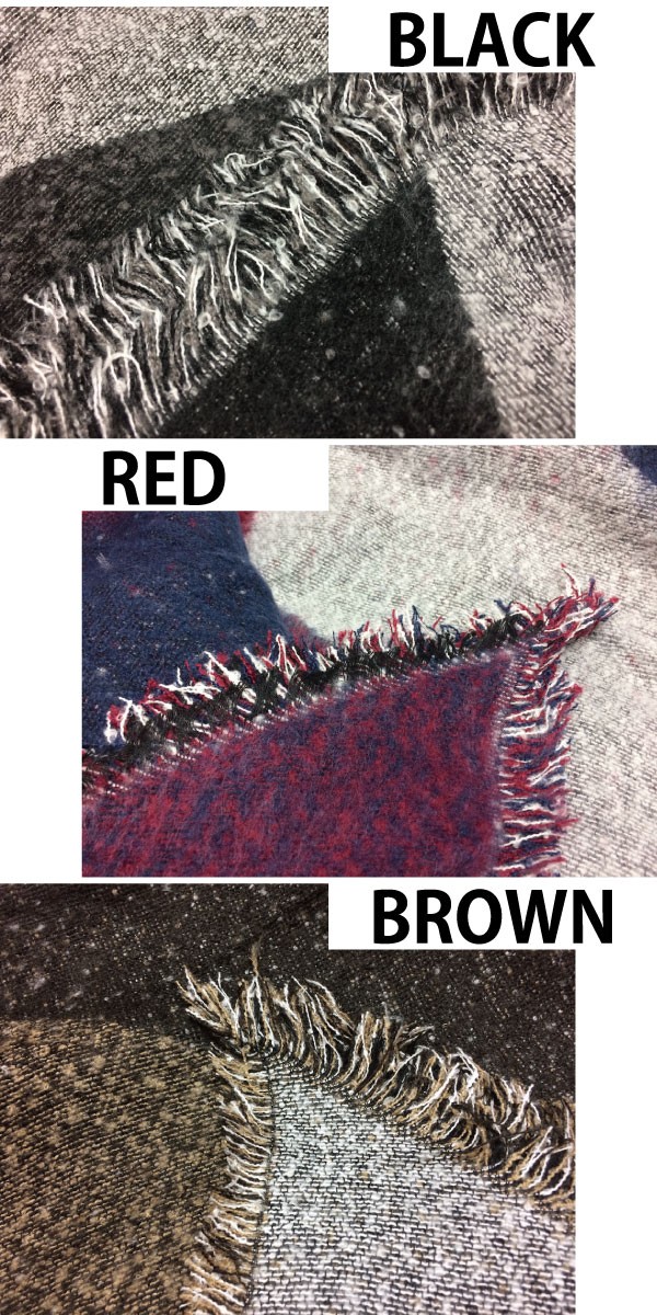 オシャレなツイード風のバイカラーフリンジ付き大判ストール