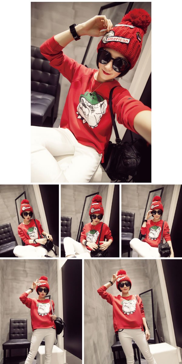 ワッペンがお洒落な♪ポンポン付きニット帽