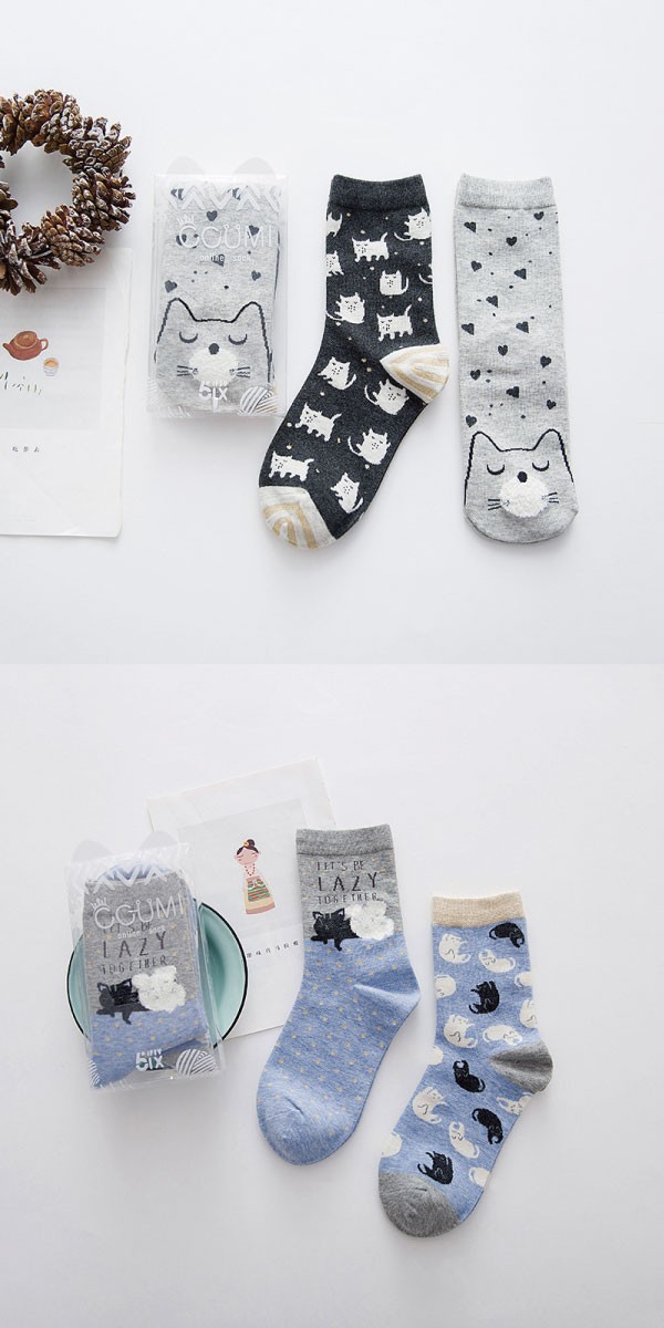 クリアケース付き北欧風アニマル靴下セット