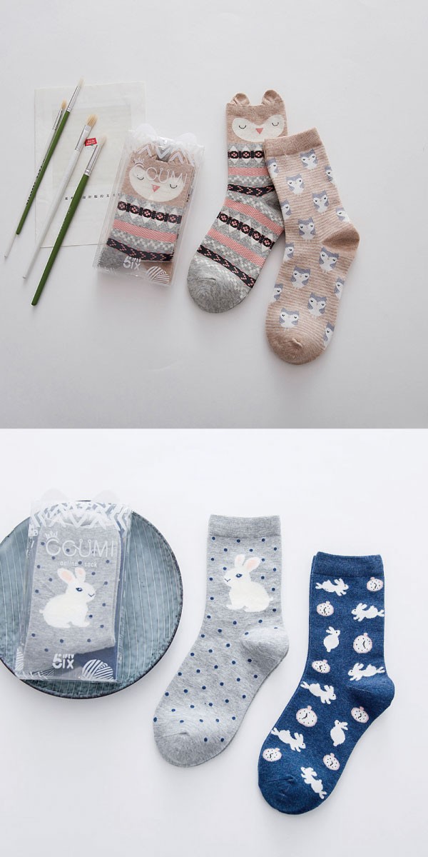 クリアケース付き北欧風アニマル靴下セット