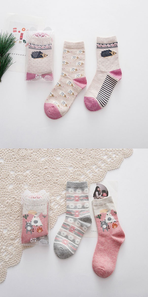 クリアケース付き北欧風アニマル靴下セット