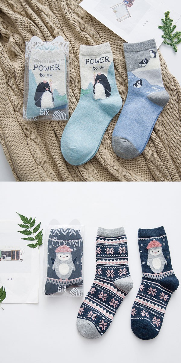 クリアケース付き北欧風アニマル靴下セット