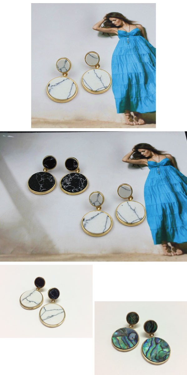 マーブルストーンのついたメタルピアス