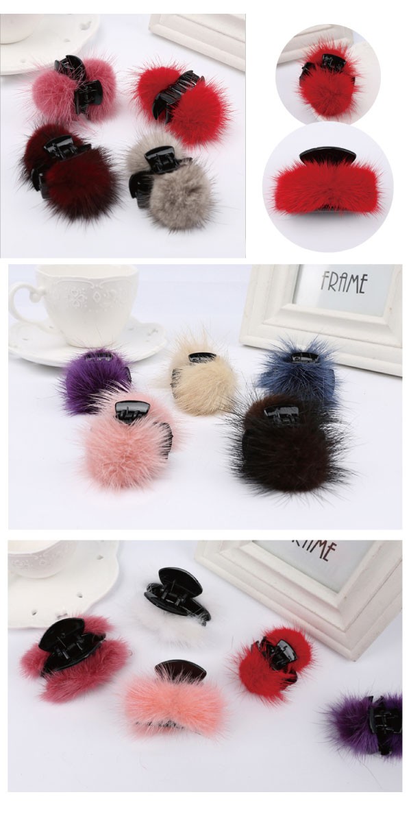 ふわふわリアルファーのバンスクリップ 小