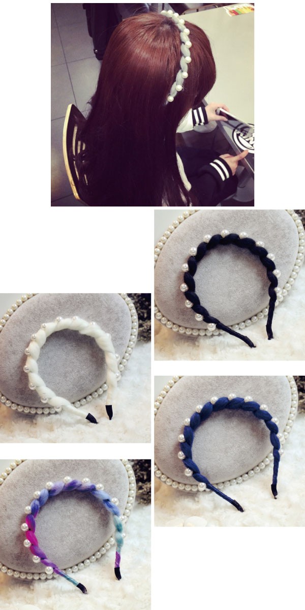 パールと羊毛フェルトのふわふわカチューシャ