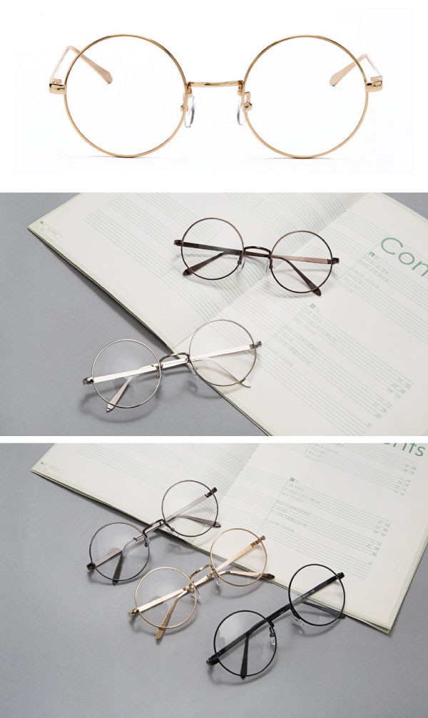 男女兼用のレトロ丸メガネ 