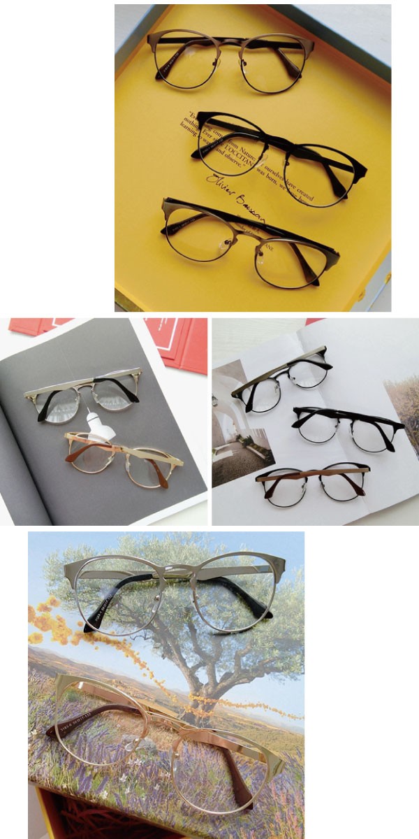 男女兼用メタル素材のウェリントンメガネ