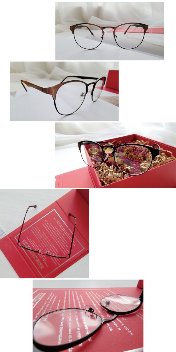 男女兼用メタル素材のウェリントンメガネ