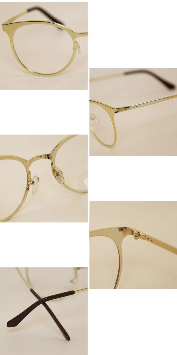 男女兼用メタル素材のウェリントンメガネ