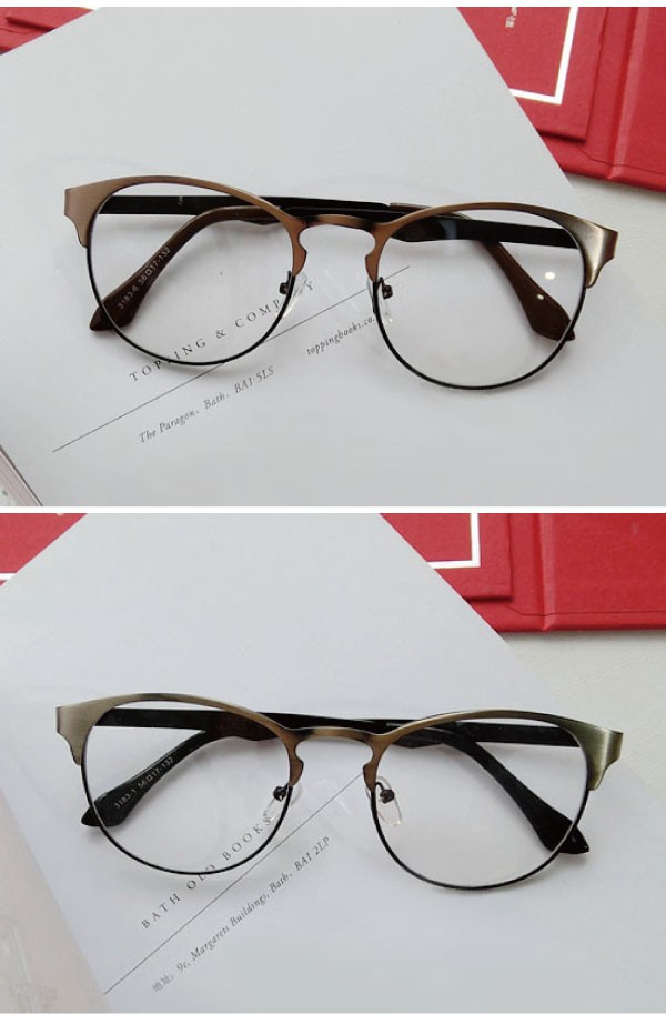 男女兼用メタル素材のウェリントンメガネ