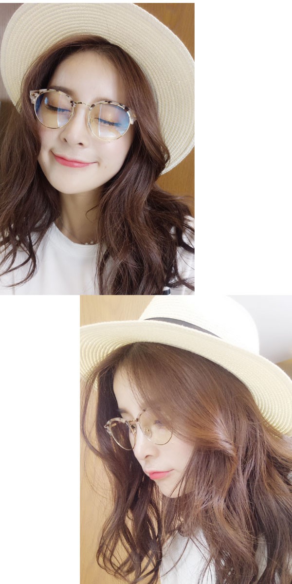 マーブル柄 ハーフフレーム伊達眼鏡