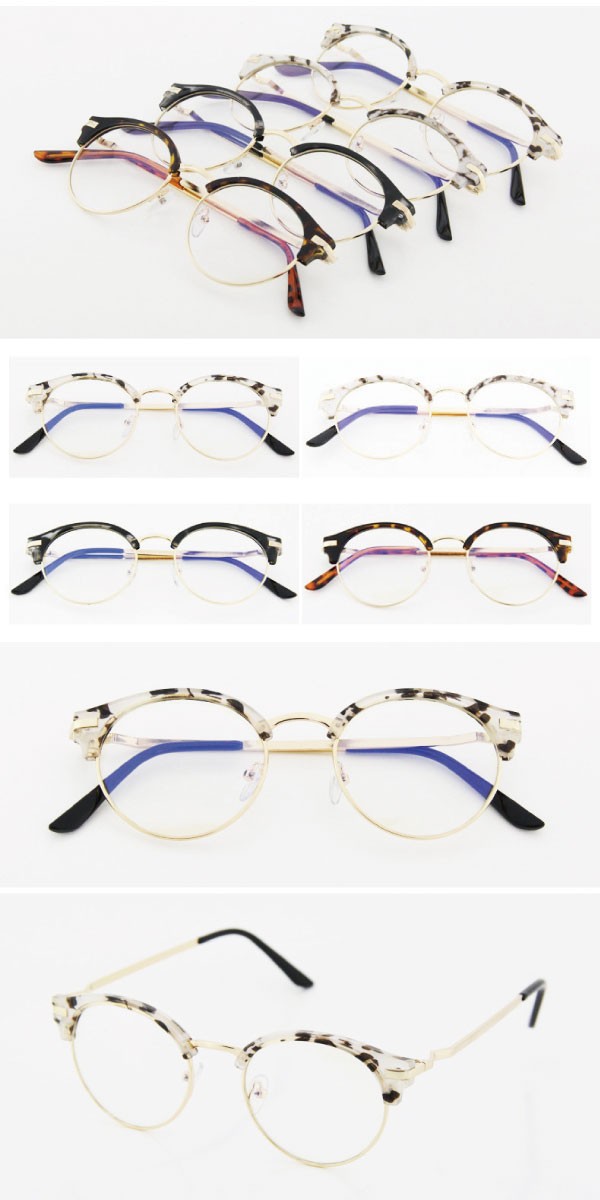 マーブル柄 ハーフフレーム伊達眼鏡