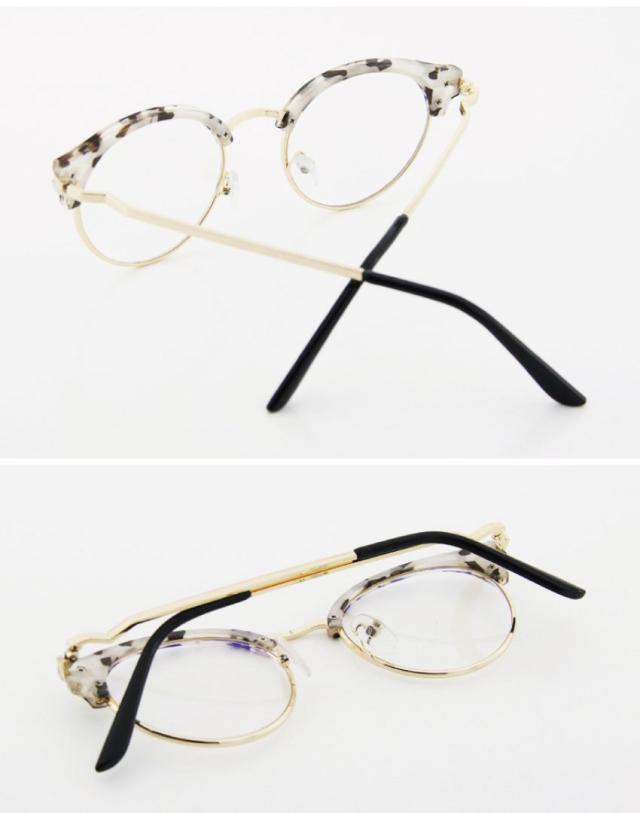 マーブル柄 ハーフフレーム伊達眼鏡