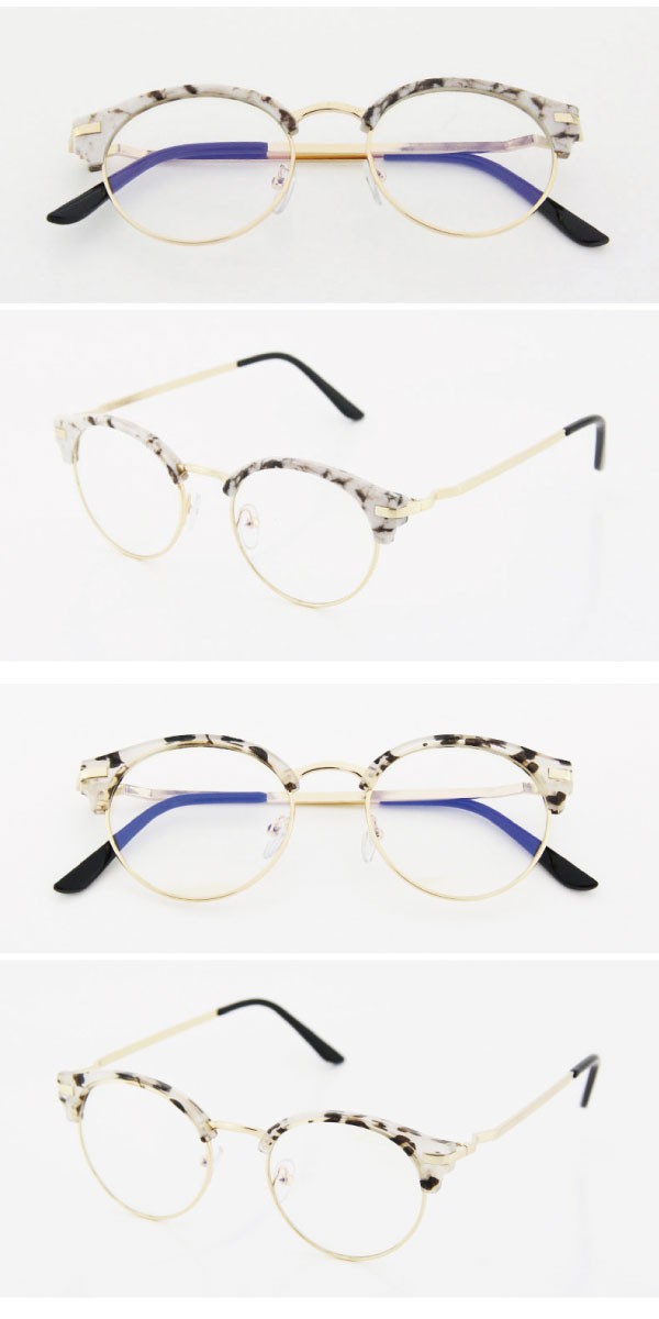 マーブル柄 ハーフフレーム伊達眼鏡