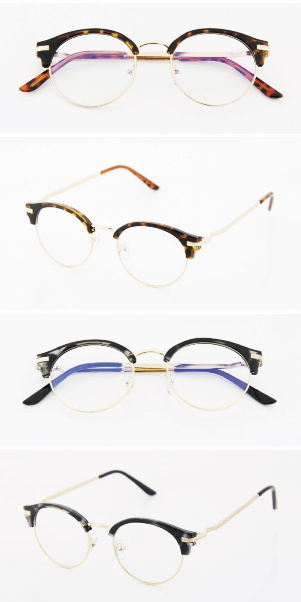 マーブル柄 ハーフフレーム伊達眼鏡