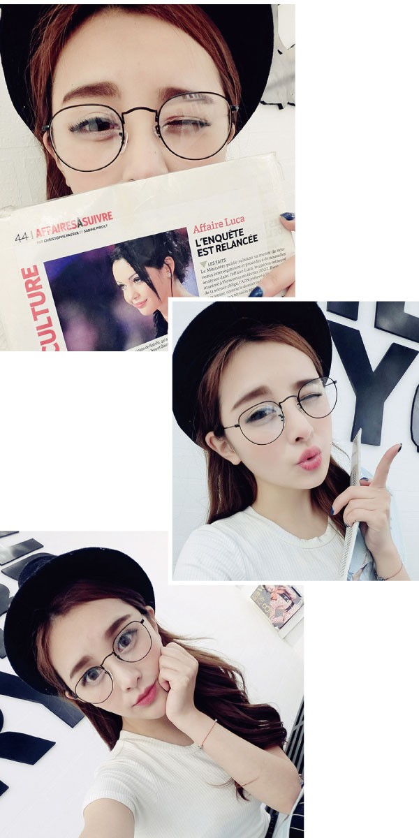 男女兼用のレトロ丸メガネ 