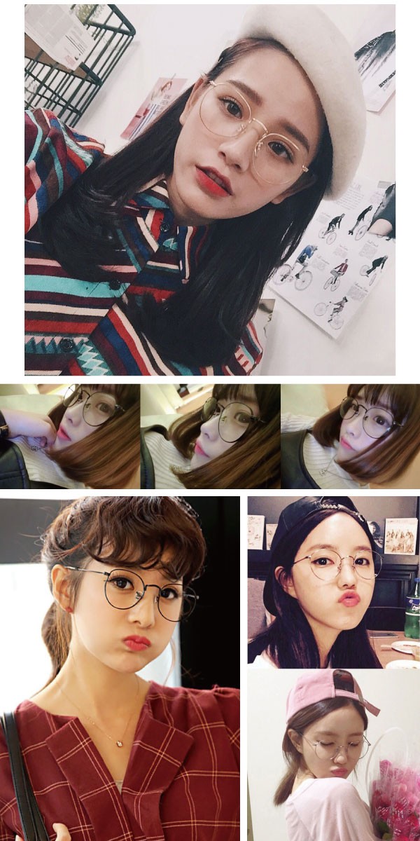 男女兼用のレトロ丸メガネ 