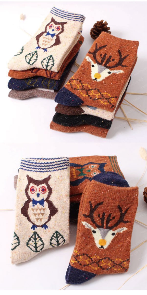 ウール&アンゴラが冬でもあったか☆北欧柄ショートソックス