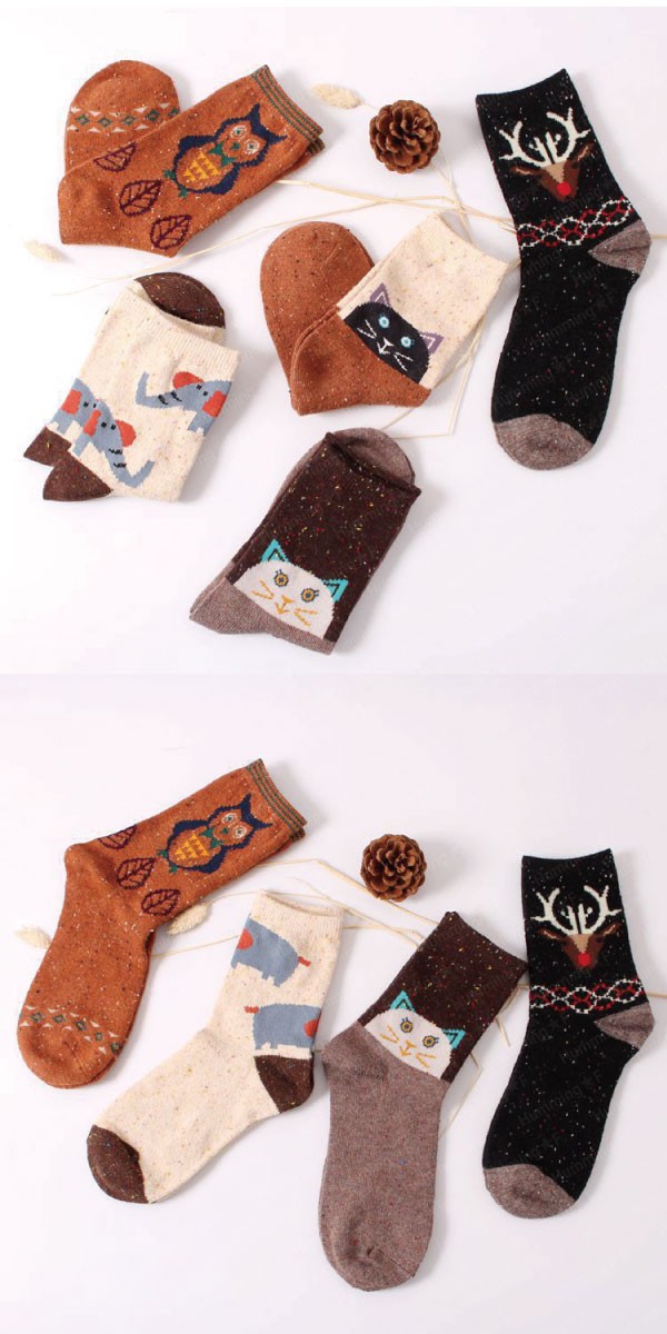 ウール&アンゴラが冬でもあったか☆北欧柄ショートソックス